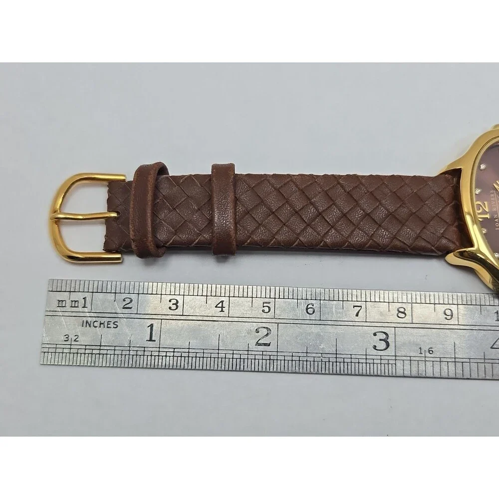 Joan Rivers Classics Womens Brown Dial Gold Tone Oval Sunburst Watch New Battery
